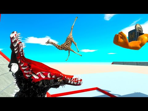 DEADLY PUNCH PUSH vs DARK SPINOSAURUS  - Animal Revolt Battle Simulator ARBS