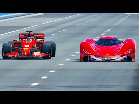 2025 Ferrari Piero T2 LM Stradale LMP1 vs Ferrari F1 2020 - Drag Race 20 KM