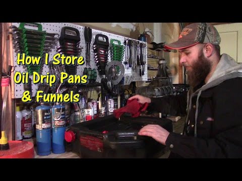 How I Store Oil Drip Pans & Funnels by @GettinJunkDone