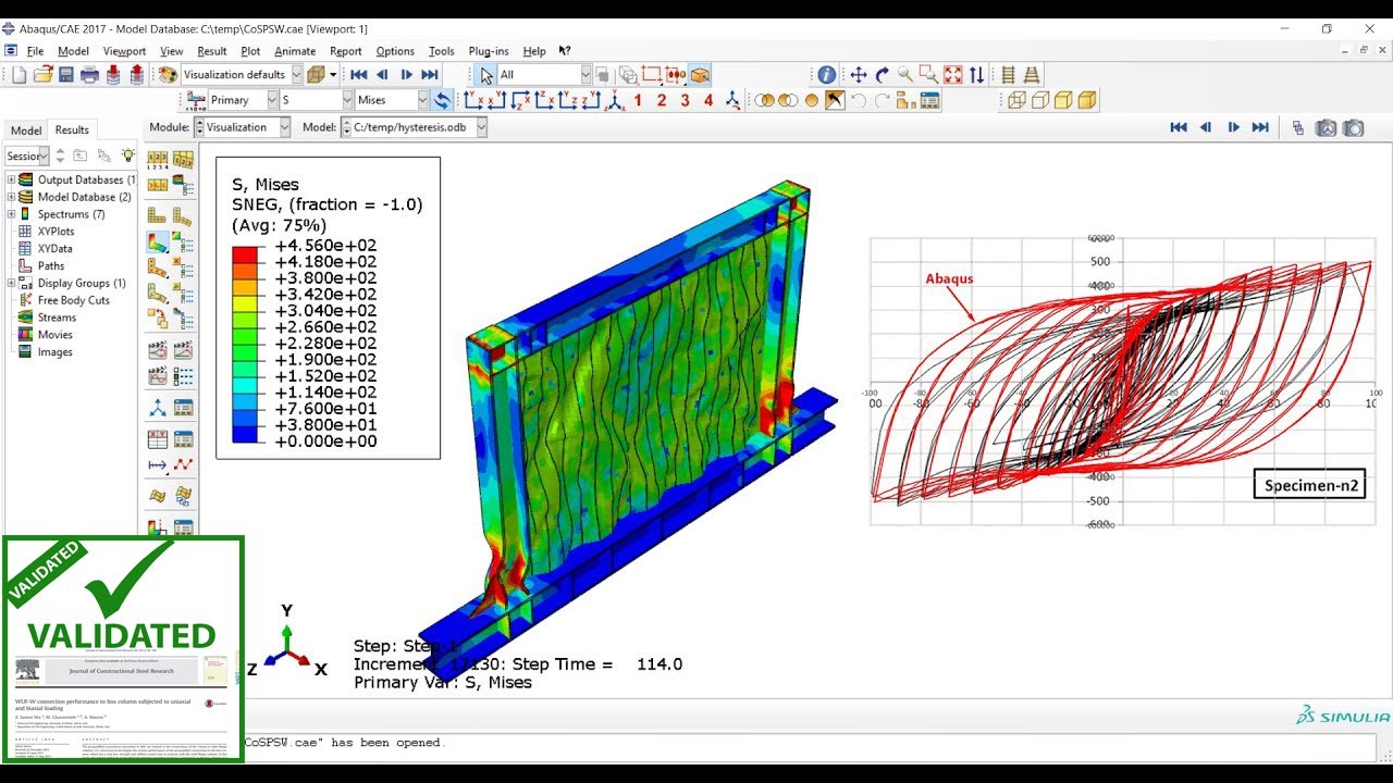 Trapezoidally corrugated steel shear wall under cyclic loading Abaqus