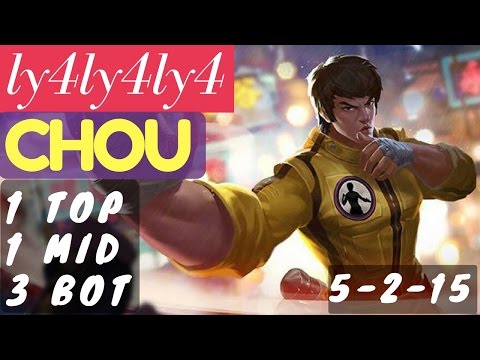1 Mid 1 Top 3 Bottom |  [Rank 4 Global] Chou Gameplay and Build By ly4ly4ly4 Mobile Legends Video
