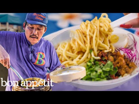 A Day With a Burmese Street Vendor at NYC's Biggest Night Market | On The Line | Bon Appétit