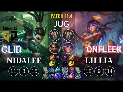 GEN Clid Nidalee vs OnFleek Lillia Jungle - KR Patch 11.4