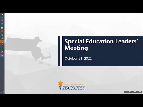 Special Education Leaders' Zoom Meeting — October 21, 2022