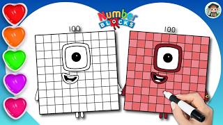 Numberblocks 100 Drawing & Coloring🌈 For Kids | Learn To Draw Numberblock Easy Art Start