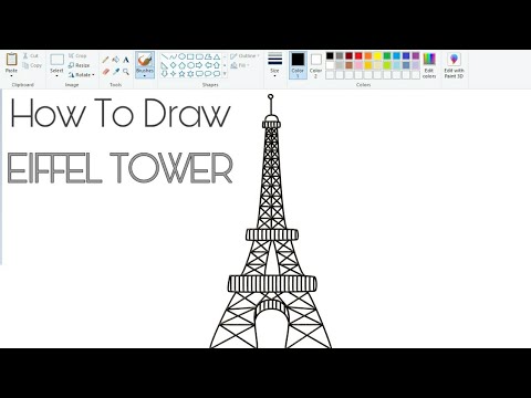 How to draw Eiffel Tower Step by step | Eiffel Tower Drawing | How to draw on Ms Paint.
