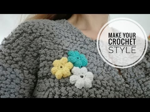 Crochet Flower 3D Tutorial, 3D Blume Häkeln Anleitung