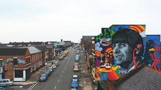 Ringo Starr Mural From The Air and his homes in Liverpool 8 the Dingle
