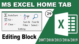 Cell and Editing Block in Excel Home Tab Me cell, Editing Block | #Excel Home Tab Complete Tutorial.