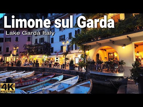 Limone sul Garda Night Walk | Stunning 4K 60FPS Stroll Along Lake Garda, Italy