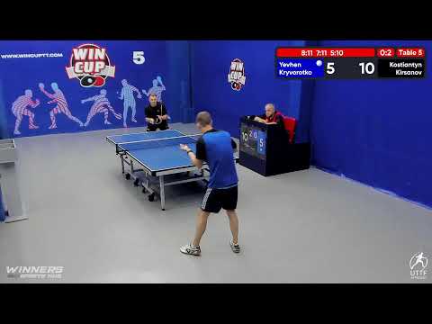 18:30  Криворотько Евгений 0-3 Кирсанов Константин  стол 5  ЮГ-4  06.08.22