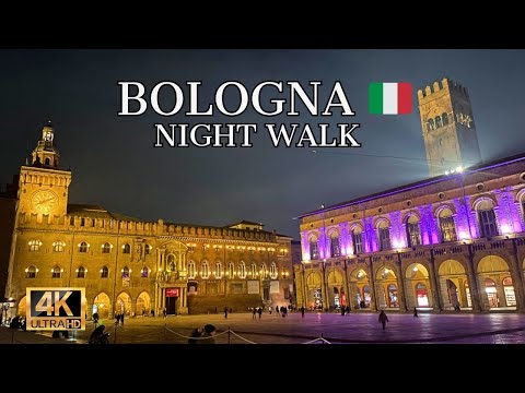 Bologna 🌙 Night Walk in City Center | ASMR Winter Vibes in Italy 🇮🇹✨