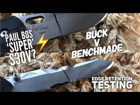 Heat Treat Hype? Bucks Bos s30V vs Benchmade S30V - Edge Retention comparison