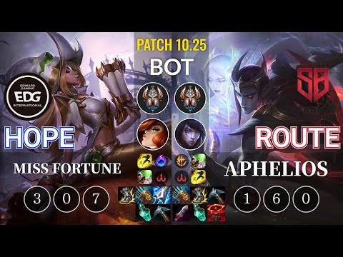 EDG Hope Miss Fortune vs SB Route Aphelios Bot - KR Patch 10.25