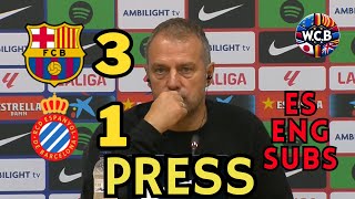 FLICK PRENSA FC BARCELONA 3 - 1 ESPANYOL LA LIGA J12 | ES + ENG SUBS