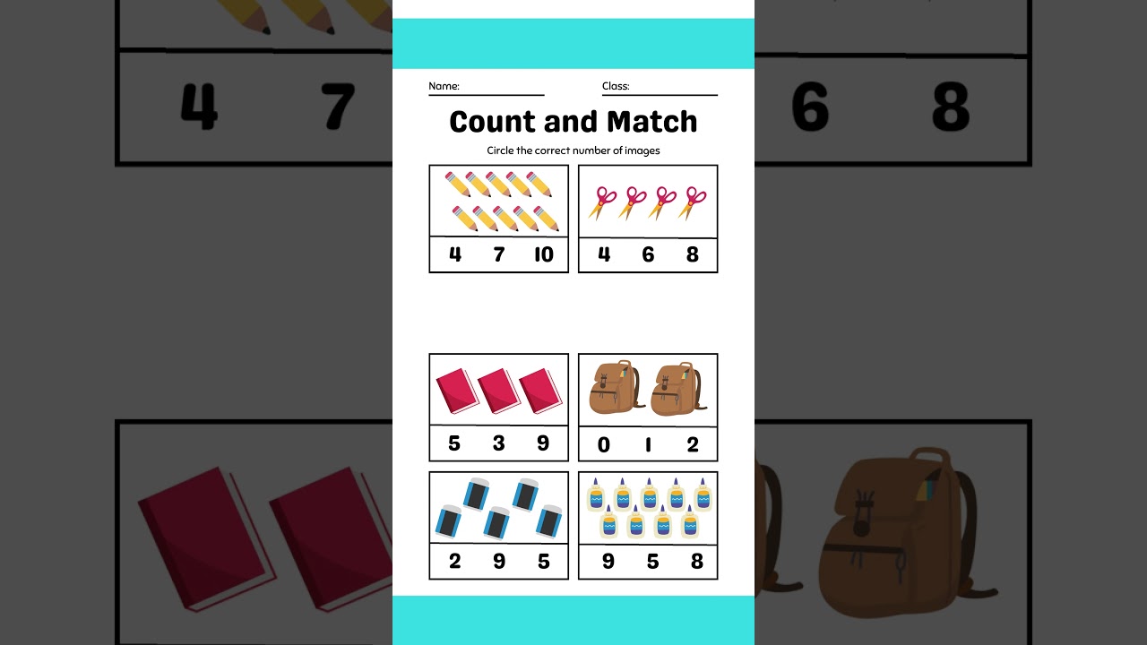 Maths worksheet | Learning maths | count and match | Easy Learning
