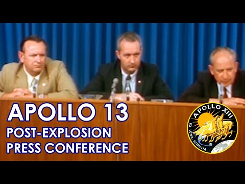 APOLLO 13 - Post-Explosion Press Conference - Chris Kraft - (1970/04/14) - Dual Camera Edit