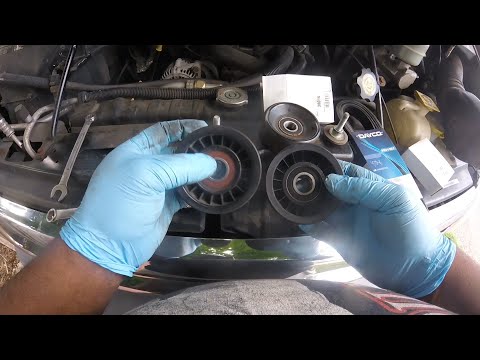 How to replace an idler pulley and a tensioner pulley on a Dodge Ram Van
