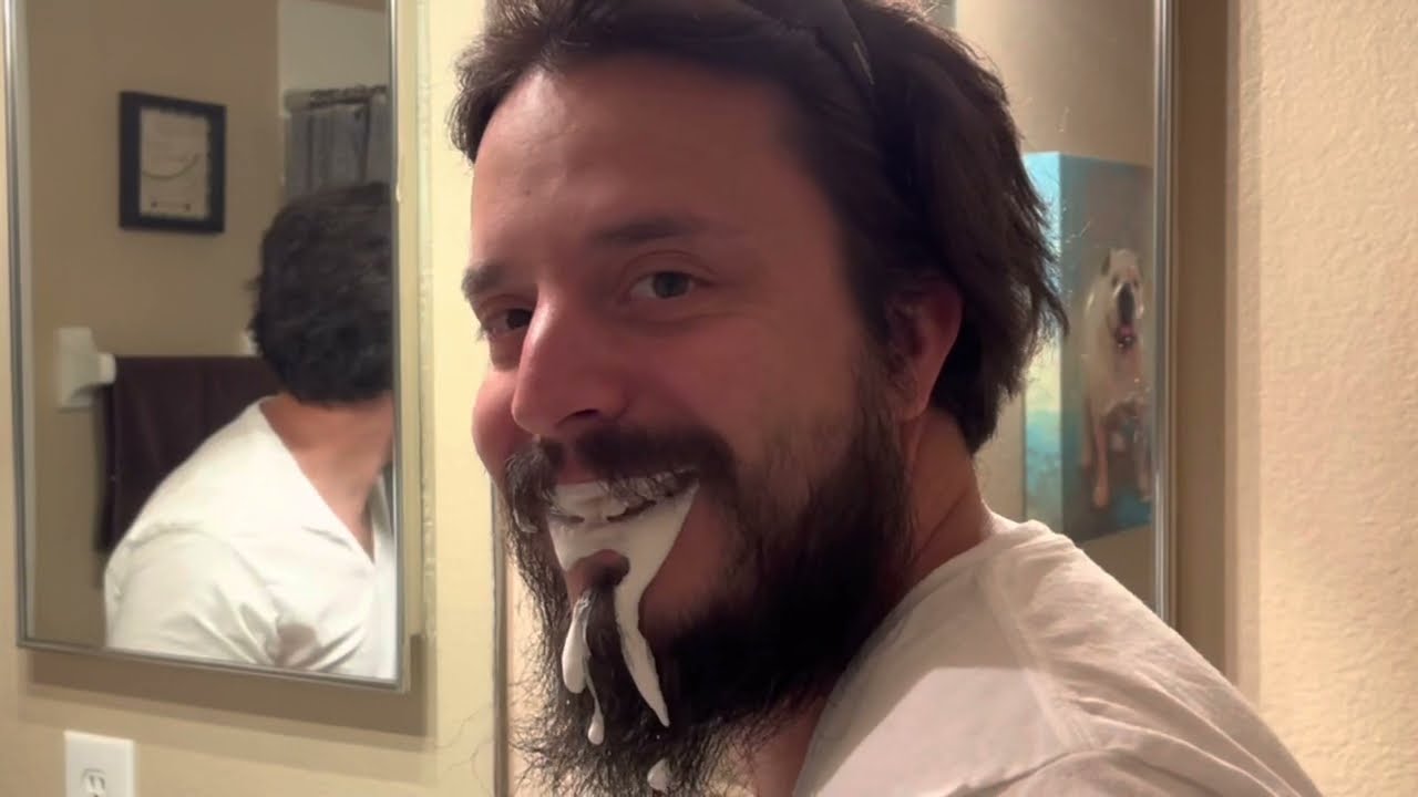 Brushing your teeth with a long beard