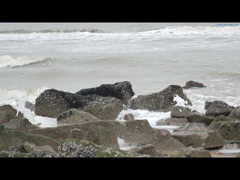 Ostend Beach. Belgium North Sea Coast (Atlantic Ocean).  April 2021. 4K UHD.
