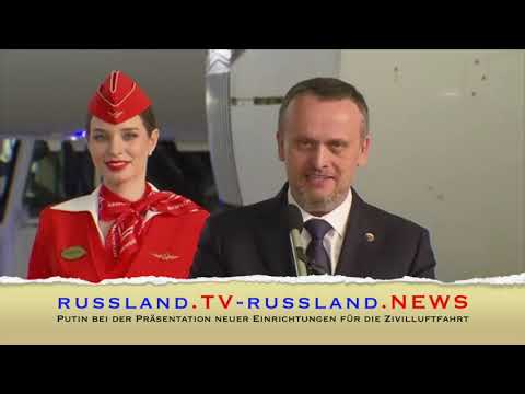 Putin bei der Präsentation neuer Einrichtungen für die Zivilluftfahrt