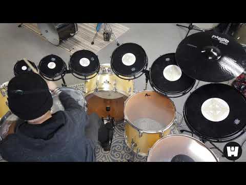 Nearly Full Set of Remo Roto Toms with Pearl Fiberglass Double Bass