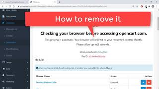 Checking your browser before accessing opencart.com, Remove opencart a