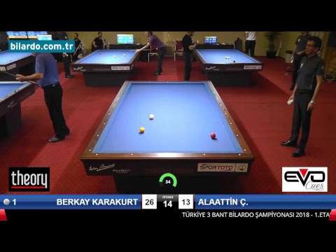 BERKAY KARAKURT & ALAATTİN Ç. Bilardo Maçı - 2018 ERKEKLER 1.ETAP-3. Tur