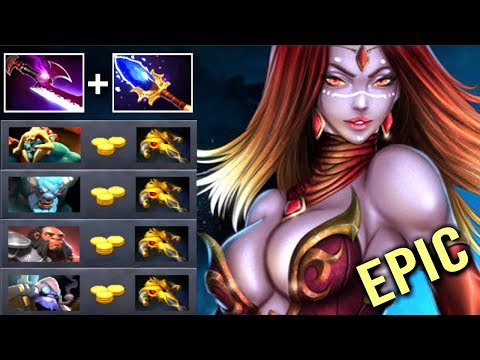 EPIC Pure Damage Scepter Lina Mid vs 4x BKB Cancer Team Disaster Game by MuChaa Dota 2