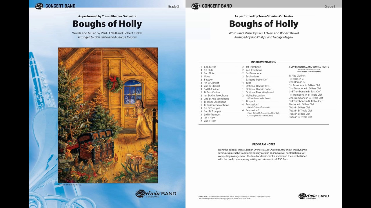 Boughs of Holly, arr. Bob Phillips and George Megaw – Score & Sound