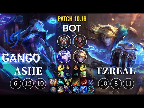CGA Gango Ashe vs Ezreal Bot - KR Patch 10.16
