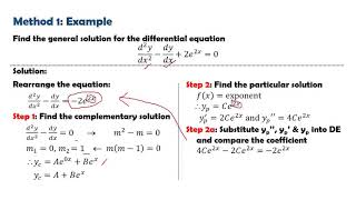 Example 1 Undetermined Coefficient Method 2 ODE