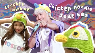 How I crochet BTS' Chicken Noodle Soup (CNS) Hat 🐔 beginner friendly diy crochet tutorial