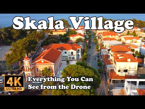 Skala Village Kefalonia (Cephalonia) from Drone in 4K