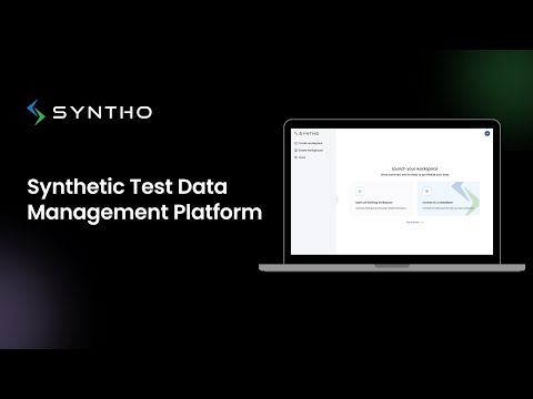 Syntho Synthetic Test Data Management Platform Platform Demo