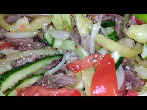 Простой и вкусный салат с языком