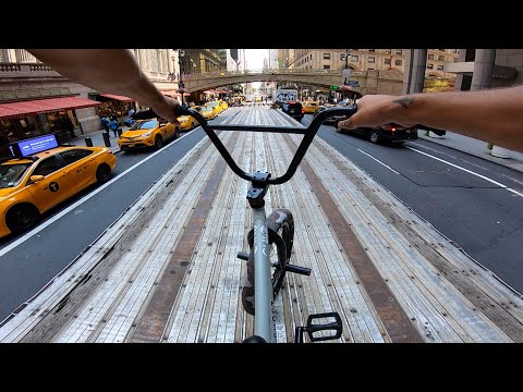 RIDING BMX ON TOP OF MOVING 18 WHEELERS IN NYC 4