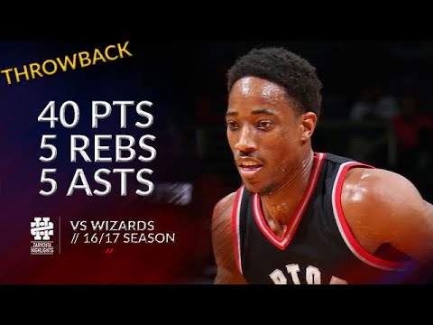 DeMar DeRozan 40 pts 5 rebs 5 asts vs Wizards 16/17 season