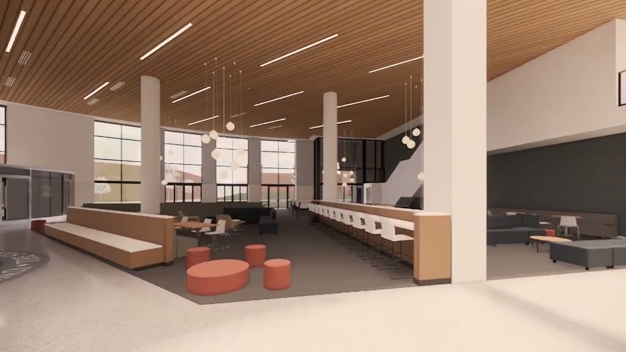 Opening video panel: animated rendering tour of the proposed Student Union renovations.