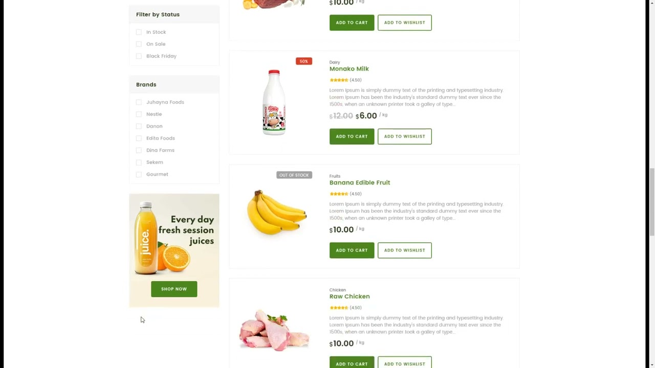 Farmas - Grocery and Organic Foods PSD Template store covid-19