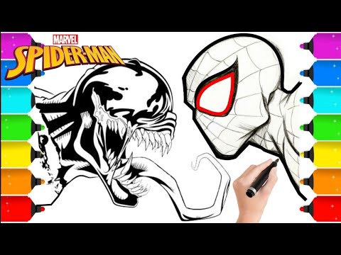 Spider-Man & venom coloring pages, drawing and painting | super heroes coloring pages