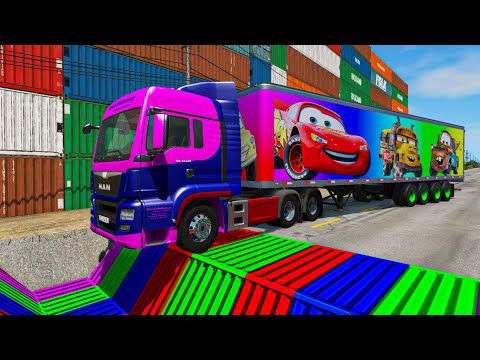 Trucks vs Upside Down Speed Bumps - Speed Bumps - BeamNG.Drive