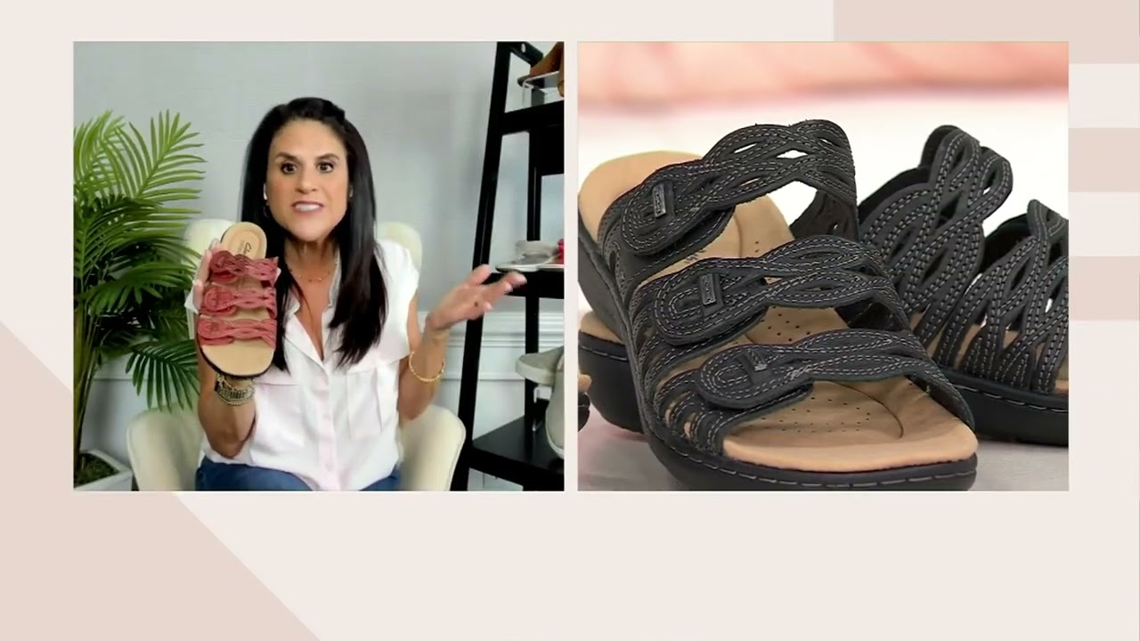 Clarks Collection Leather Slide Sandals - Laurieann Ruby on QVC
