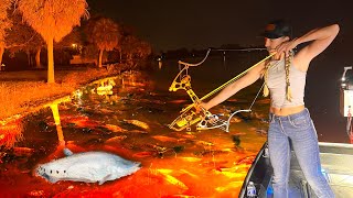 Bowfishing INVASIVE Fish, then Feeding them to an Asian Water Monitor!