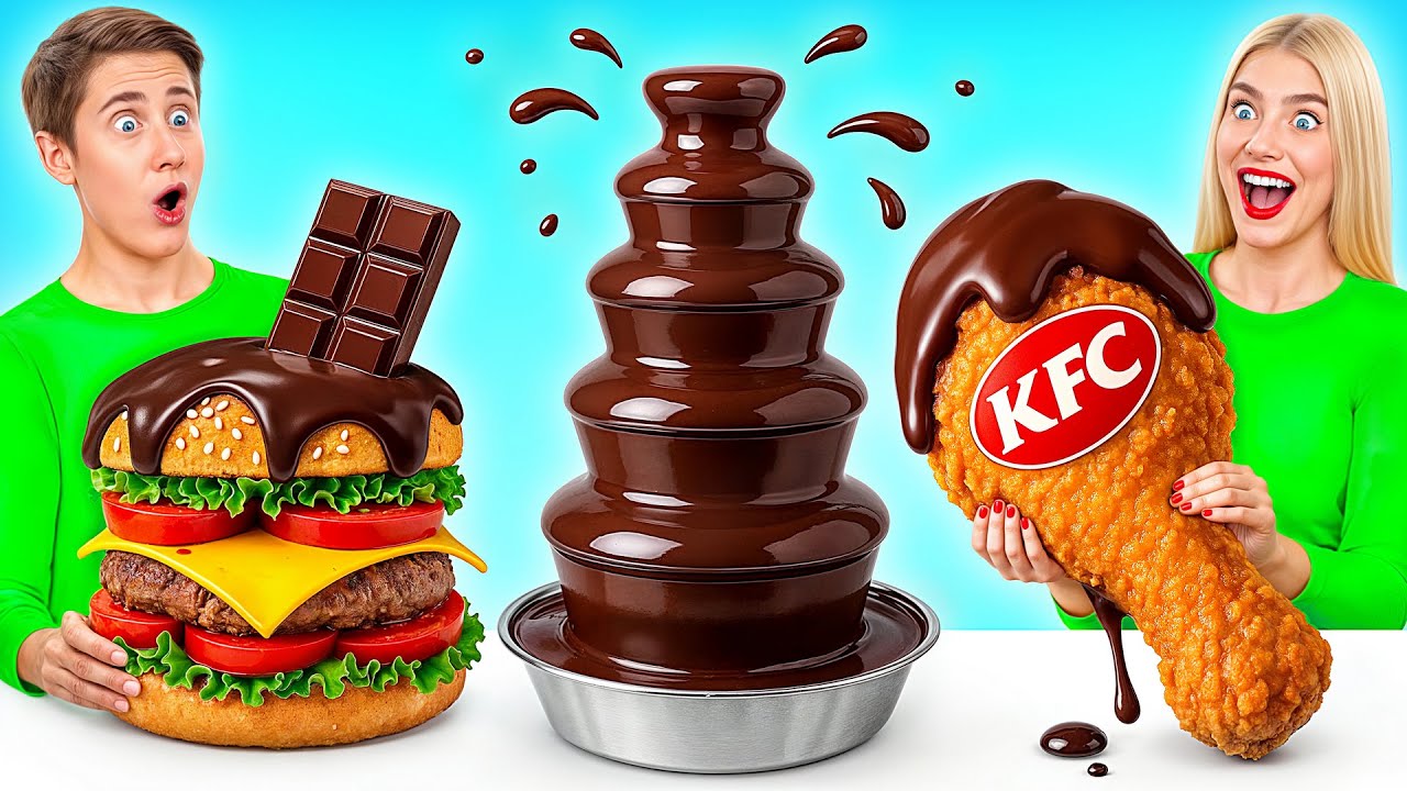 チョコレートファウンテンチャレンジ | 面白い食べ物のレシピ Multi DO Challenge