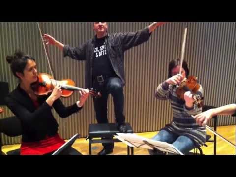 Frans van Deursen en Pavadita Tango String Quartet repeteren Aníbal & Ástor