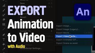 How to Export Video with Audio in Adobe Animate | Turorial for 1 min