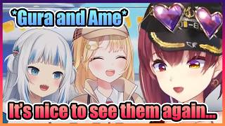 Marine Is Happy to See Gura and Ame Together Again【Hololive】