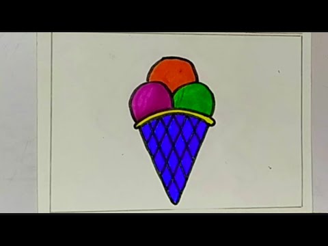 आइसक्रीम || 🍨 ICE CREAM DRAWING.PAINTING & COLORING FOR KIDS || DRAWING