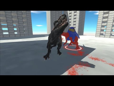 BLOODY T REX 1VS1 SPINOSAURUS SPIDERMAN DEATHMATCH - Animal Revolt Battle Simulator